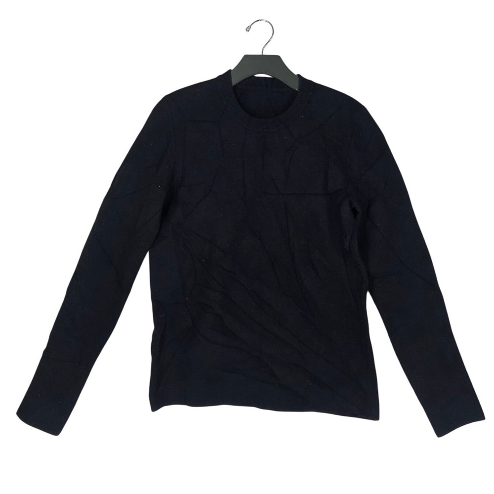 ACME Ind Black Long Sleeve Crewneck Sweater Womens XS Wool Blend Textured